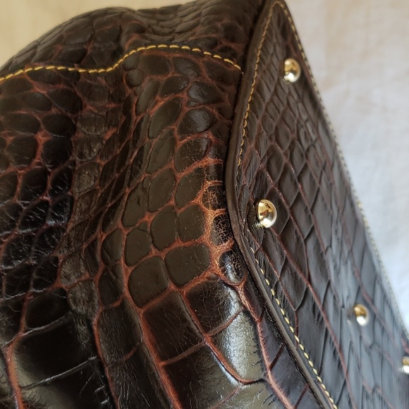 Dooney & Bourke Brown Croc Small Brenna Satchel - Picture 8 of 16